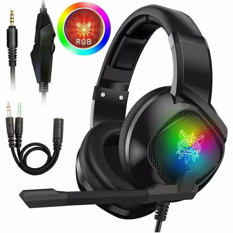 RGB Gaming Headset – Noise-Cancelling Over-Ear Headphones with Mic